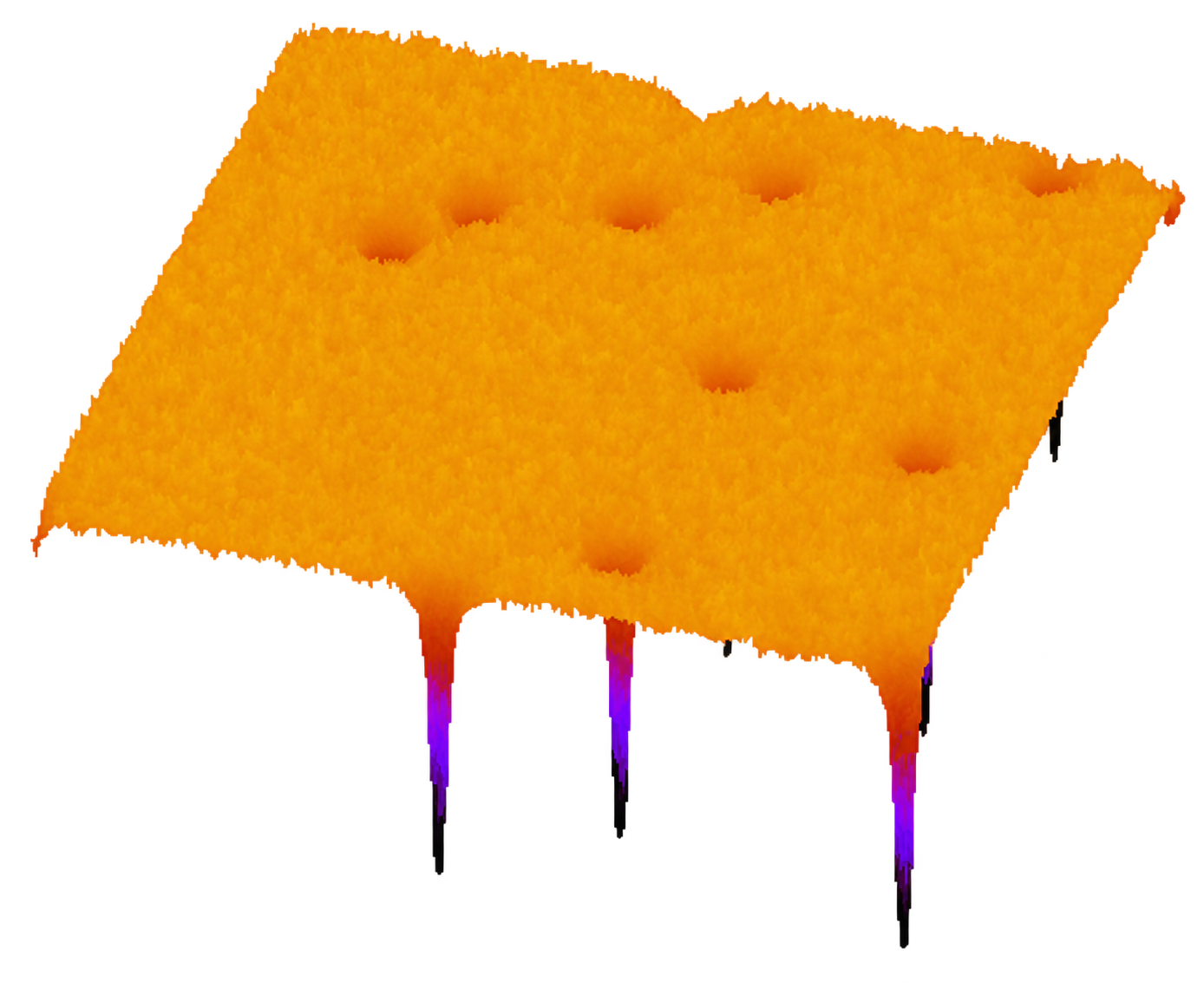 Gross–Pitaevskii density field containing several quantised vortices